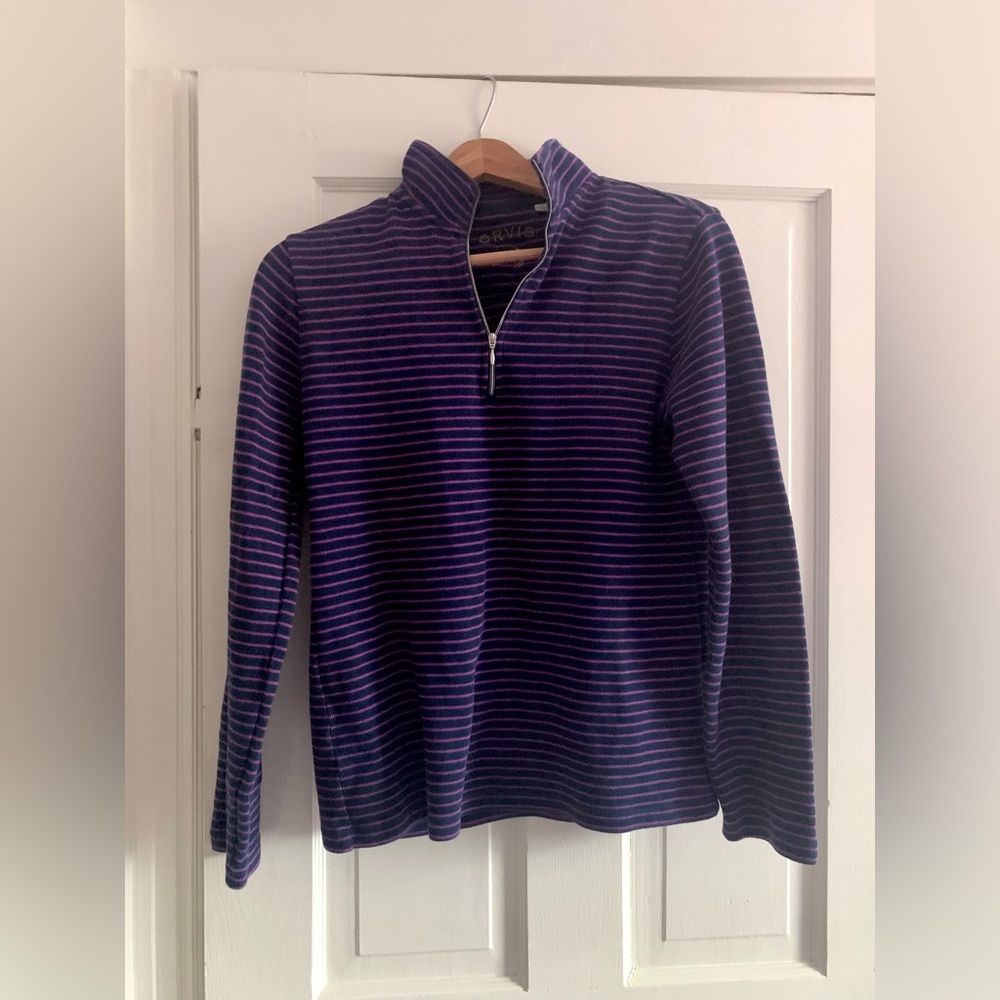 Orvis 100% Cotton Striped Quarter Zip Women’s Sweatshirt, Size Small - Picture 4 of 7